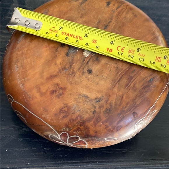 Handcrafted Floral Brown Wooden Art Piece - Picture 3 of 4